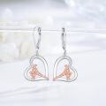 wholesale 925 Sterling Silver Heart-Shaped Dangle Earrings with Gymnast Charm - Perfect Sporty Gifts for Women & Girls-0-5