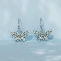 wholesale 925 Sterling Silver White Gold Plated Butterfly Moss Agate Drop Earrings-0-2