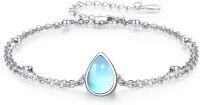 wholesale 925 Sterling Silver Teardrop Blue Moonstone Chain Bracelet for Women & Teenage Girls-02-Teardrop