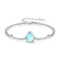 wholesale 925 Sterling Silver Tear Drop Blue Moonstone Bracelet-02-Teardrop