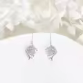 wholesale 925 Sterling Silver Trumpet Design Dangle Earrings with Cubic Zirconia Stones Gift for Her-0-3