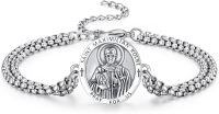 wholesale 925 Sterling Silver Saint Maximilian Kolbe Medal Charm Bracelet with Infinity Link Chain for Men Women (Adjustable)-Saint Maximilian Kolbe