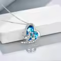 TOUPOP Sterling Silver Crystal Dinosaur Heart Necklace Jewelry Gift-0-3