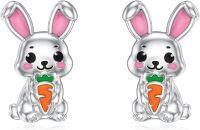 wholesale 925 Sterling Silver Bunny Rabbit Carrot Stud Earrings - Cute Animal  for Women Girls-Bunny