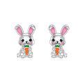 wholesale 925 Sterling Silver Bunny Earrings Wholesale Holding Carrots-0-0