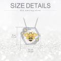 wholesale 925 Sterling Silver Bee Honeycomb Pendant Necklace Two Tone Gold Enamel Daisy Flower-0-3