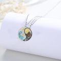 wholesale 925 Sterling Silver Yin Yang Pendant Necklaces with Turquoise and Jasper Inlay for Couples or Best Friends Forever (BFF)-0-1