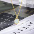 wholesale 14K Gold Round Opal Pendant Necklace with Diamonds and Chain - October Birthday Gemstone s for Women-0-2