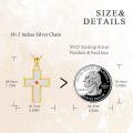 wholesale 925 Sterling Silver Gold Cross Pendant Necklace With Amber Stone-0-3
