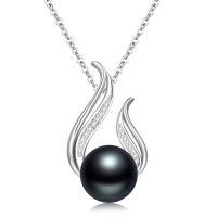 wholesale 925 Sterling Silver Black Pearl Pendant Necklace with Cubic Zirconia Accent Infinity Design 10mm 18+2 Chain - Perfect Gift for Valentine's & Mother¡¯s Day-A1-Style 3