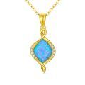 TOUPOP 14K Gold Blue Opal Infinity Pendant Necklace For Women-0-0
