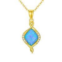TOUPOP 14K Gold Blue Opal Infinity Pendant Necklace For Women-undefined