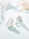wholesale 925 Sterling Silver White Opal Polar Bear Stud Earrings for Women - Animal  Ideas-0-1