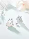 wholesale 925 Sterling Silver White Opal Polar Bear Stud Earrings Wholesale for Women - Animal  Ideas-0-1