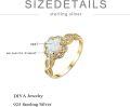 wholesale TOUPOP Yellow Gold Plated Opal Rings For Women, 925 Sterling Silver Opal Wedding Band Moissanite Diamond Infinity Engagement Promise Rings For Her Anniversary Valentine's Day Gifts For Wife (9) -0-3