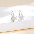 wholesale 925 Sterling Silver Edelweiss Leverback Earrings White Flower Jewelry Women Gifts-0-3