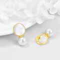 wholesale 925 Sterling Silver & 18K Gold Plated Pearl Circle Stud Earrings for Women s-0-2