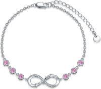 wholesale 925 Sterling Silver 12 Birthstones Infinity Daughter Link Bracelet Gift from Mom-October