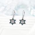 wholesale 925 Sterling Silver Star of David Hanukkah Earrings with Opal Stone and Menorah Design for Women's Judaica -0-3