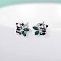 wholesale 925 Sterling Silver Green Austrian Crystal Butterfly Panda Stud Earrings-0-2