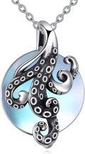 wholesale 925 Sterling Silver Moonstone Octopus Pendant Necklace for Women-0-0
