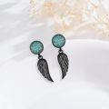 wholesale 925 Sterling Silver Black Gold Plated Turquoise Angel Wing Stud Earrings Hypoallergenic Unisex Gift-0-2