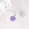 wholesale 925 Sterling Silver Metal Drusy Crystal Heart Dangle Earrings (Pink/Blue/Purple) Leverback Drop s for Women-0-15