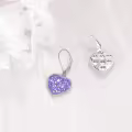wholesale 925 Sterling Silver Metal Drusy Crystal Heart Dangle Earrings Wholesale (Pink/Blue/Purple) Leverback Drop s for Women-0-15