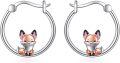 wholesale 925 Sterling Silver Fox Hoop Earrings - Cute Small  for Women & Girls-0-0
