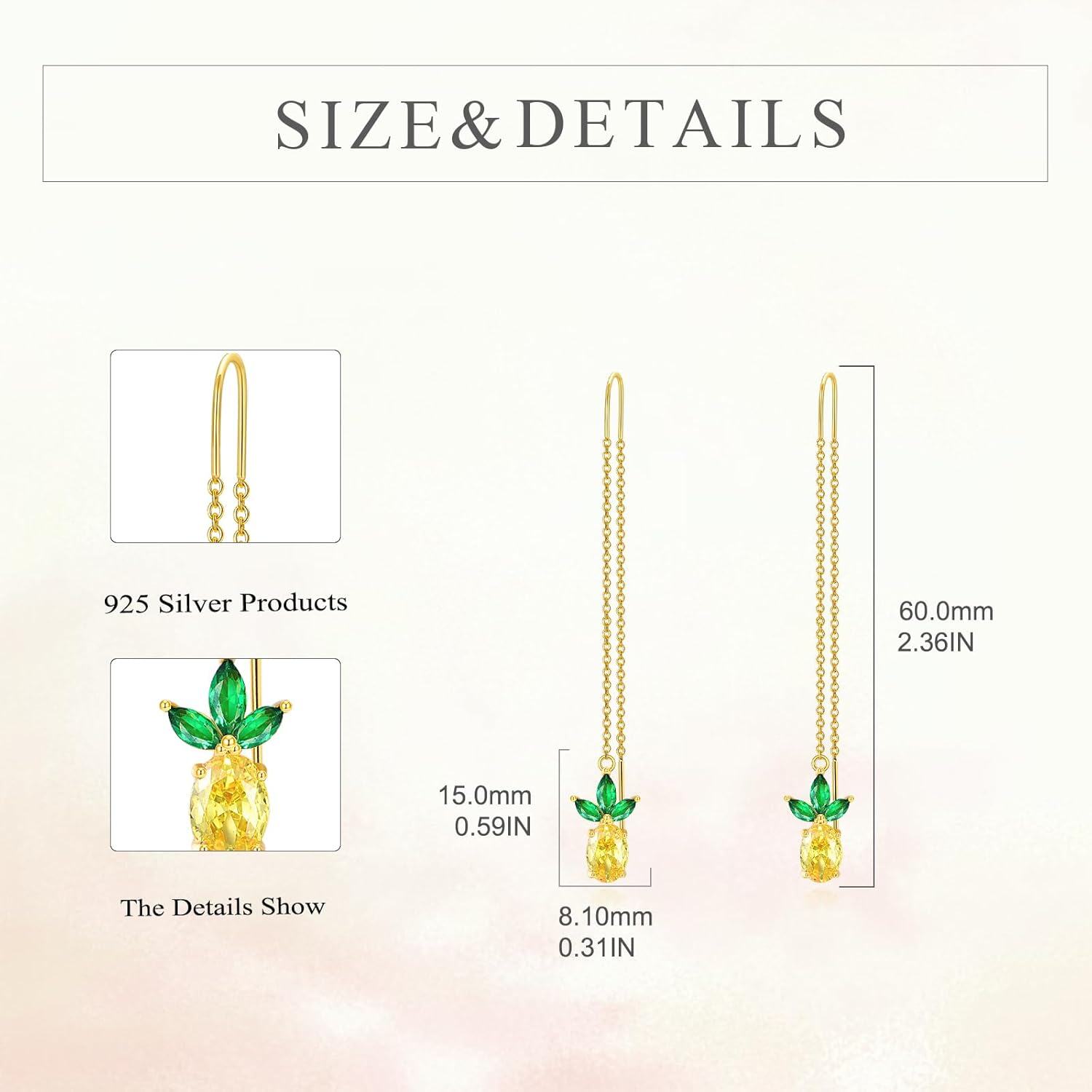 wholesale 925 Sterling Silver Pineapple Ear Thread Earrings for Women-0-4
