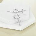 wholesale 925 Sterling Silver Crystal Cross Huggie Hoop Earrings for Women and Men-0-2