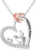 wholesale 925 Sterling Silver Mama Bear Necklace with 3 Cubs Jewelry for Women Wife Grandma Mothers Day Gift-0-0
