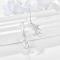 wholesale 925 Sterling Silver Hypoallergenic Leaf Drop Earrings with Cubic Zirconia Stones for Women Girls  4cm Long-0-1