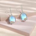 wholesale 925 Sterling Silver Teardrop Moonstone Flower Drop Earrings-0-3