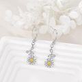 wholesale 925 Sterling Silver Flower Drop Dangle Leverback Hook Earrings with Crystal Accents for Women and Girls Gift Boxed Jewelry Accessories 4cm Long-0-3