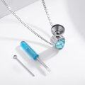 wholesale 925 Sterling Silver & Turquoise Cremation Necklace for Ashes, Memorial Jewelry for Loss of Loved Ones/Pets, 22 -0-1