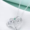 wholesale 925 Sterling Silver Green Simulated Emerald Palm Tree Pendant Necklace for Women-0-3