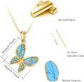 wholesale Gold 925 Sterling Silver Turquoise Butterfly Pendant Necklace Minimalist Charm s for Her-0-5