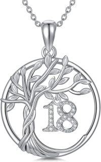 wholesale TOUPOP 18th Birthday Gifts For Her S925 Sterling Silver 18 Year Old Necklaces For Women Family Tree Of Life 18th Jewelry Anniversary Christmas Gifts For Her Girlfriend -undefined