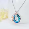 TOUPOP Sterling Silver Blue Crystal Rose Butterfly Initial R Necklace, 20"-0-5