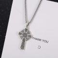 wholesale 925 Sterling Silver  Celtic Knot Cross Necklace Pendant with Chain for Men Women  (Silver)-0-2