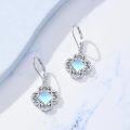 wholesale 925 Sterling Silver Filigree Blue Moonstone Square Drop Dangle Earrings for Women-0-2