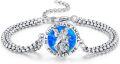 wholesale 925 Sterling Silver My Guardian Angel Protect Me Blue Opal Stone Charm Bracelet for Men Women-0-0