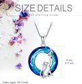 wholesale 925 Sterling Silver Blue Crystal Cat Pendant Necklace Gifts for Women Girls Cat Lovers-0-2