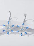 wholesale 925 Sterling Silver Snowflake Blue Crystal Dangle Earrings for Women Holiday s-0-3