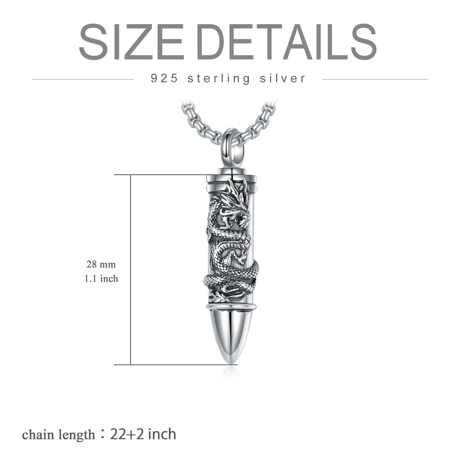 Sterling Silver Ashes Keepsake Necklace with Dragon Butterfly Wolf Tree of Life Eagle Jesus Pendant Urn Jewelry-0-5