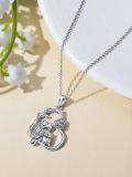 wholesale 925 Sterling Silver Owl Family Love Heart Pendant Necklaces for Women Girls s-0-2