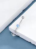 wholesale 925 Sterling Silver Anchor Belly Button Ring with Blue Heart Stone Navel Piercing Jewelry for Women Gifts-0-1