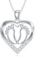 wholesale 925 Sterling Silver Footprint Heart Pendant Necklace-0-0