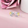 wholesale 925 Sterling Silver Gold Plated Heart-Shaped Crystal Guardian Angel Stud Earrings for Women's Gifts-0-1